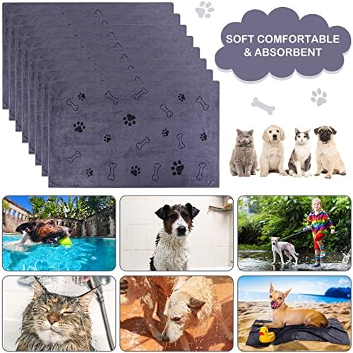 Chumia 8 Pcs Dog Towel for Drying, 18 x 28 Inch, Dog Paw and Bone - Image 5