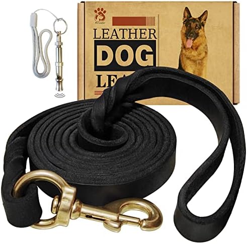 Leather Dog Leash 6ft x 1/2 inch, Strong Heavy Duty Genuine Leather Braided Dog by Lovedogsasmuchasyoudo