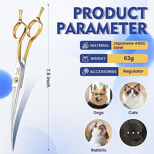 JASON Curved Dog Grooming Scissors - Image 3