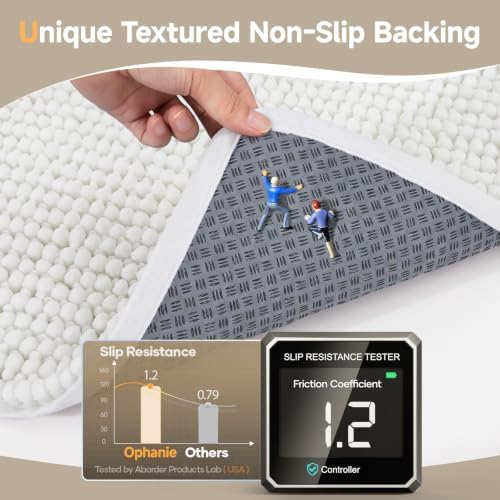 Ophanie White Toilet Rugs U-Shaped 24x20, Soft Chenille Contour Bath Mat - Image 4