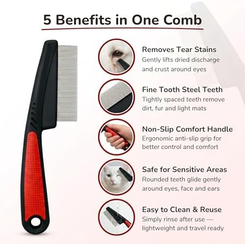 Pets&Goods Stainless Steel Tear Stain Remover Comb – Fine Tooth Grooming Tool - Image 2