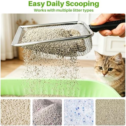 2 Pack Cat Litter Scoop with 3.8mm & 5mm Mesh – Stainless Steel Kitten Litter - Image 5