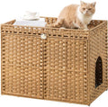 SETVSON Cat Litter Box Enclosure, Extra Large Hidden PE Rattan Natural by SETVSON