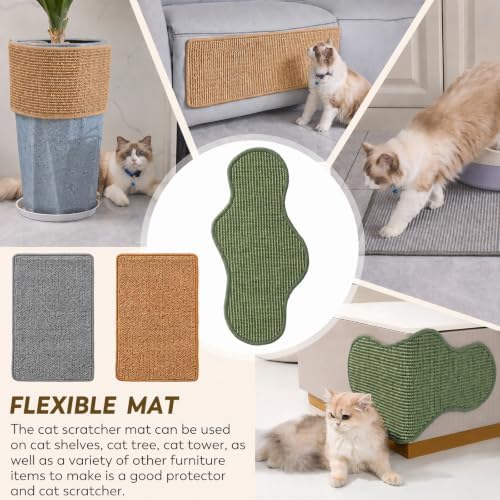 Cat Scratcher Mat with Sticky Tapes, Sisal Cat Scratching Carpet Wall Cat - Image 6