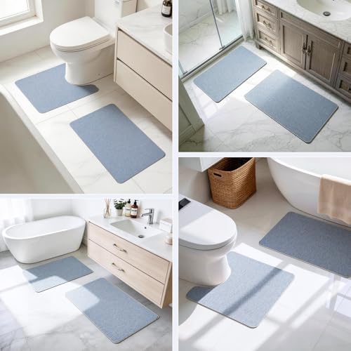 HOMTEB Bathroom Rugs Sets 2 Piece, Thin Bath Mat Absorbent Quick Dry, Machine - Image 6