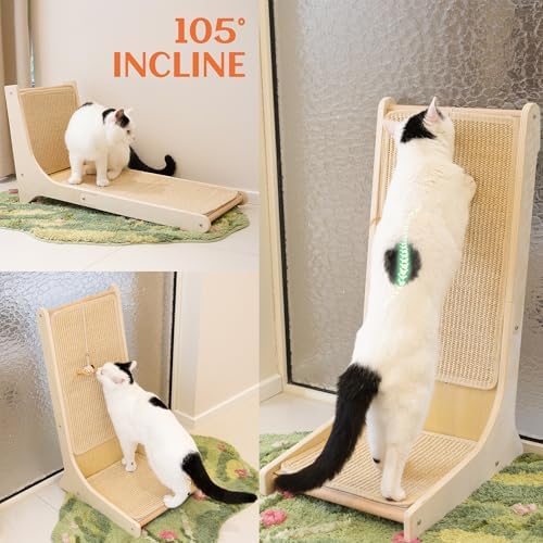 PETKARAY Sisal Cat Scratcher, Upright Cat Scratch Pad Wall Mounted, Vertical - Image 6