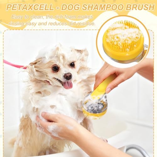 Pet Bath Brush, Dog Shampoo Brush New 2 in 1 Grooming Massage Scrubber Bubble - Image 4