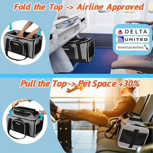 Petskd Top-Expandable Small Pet Carrier 18"x11"x11" Airline Approved - Image 2