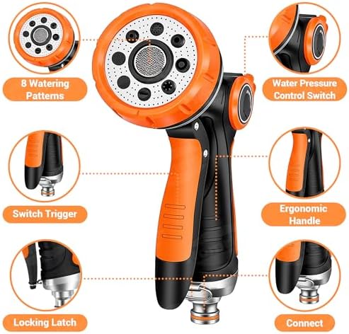 14pc Outdoor Dog Shower Hose Kit, 9.84Ft Garden Hose & 8 Modes Nozzle - Image 6