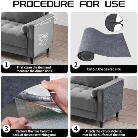 2 Pcs Cat Scratch Mat, Cat Scratch Furniture Protector, Dark Gray - Image 4