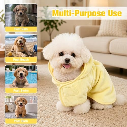 Dog Bathrobe Towel with Hood Super Absorbent Pet Bath Robe - Image 3