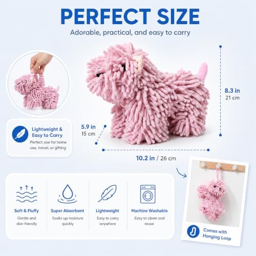 Chenille Dog Hand Towel for Bathroom & Kitchen, Cute Fuzzy Ball Towel - Image 7