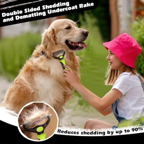 Professional 3PCS Self Cleaning Slicker Brush & Pet Grooming Rake & Flea Comb - Image 3
