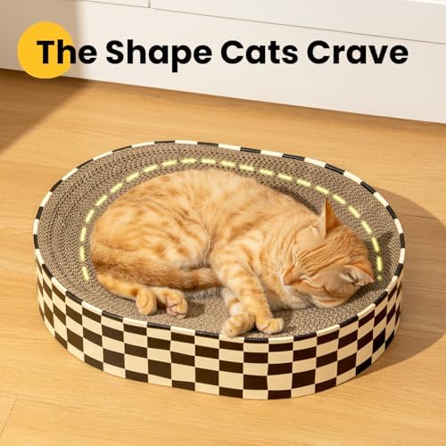Conlun Oval Cat Scratcher Bed | Scratching Bowl Lounge - Image 5