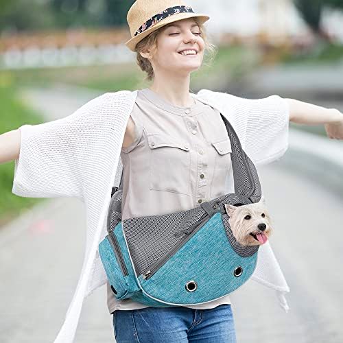 PetAmi Small Dog Sling Carrier, Puppy Cat Hands-Free Purse, 10 lb, Sea Blue - Image 5