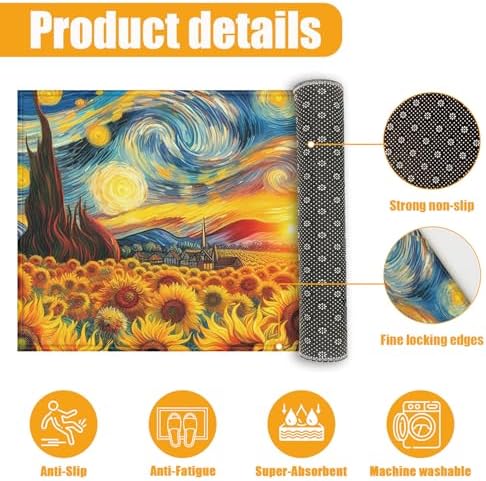 Sunflower Starry Night Bath Mat - Image 2