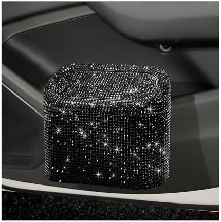 Bling Car Trash Can with Lid, Sparkly Mini Crystal Litter Container Auto by Unknown