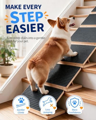 6 Pack Upgraded Dog Ramps for Stairs, Adjustable Portable Pet Steps - Image 2