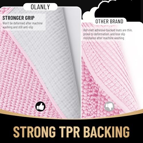 OLANLY Thick Chenille Bathroom Rugs 30x20, Soft Absorbent Bath Mat - Image 5