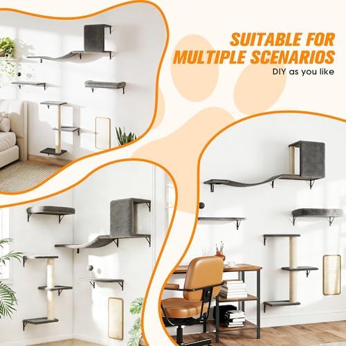 5Pcs Wall Mount Cat Tree & Shelf Furniture - Image 6