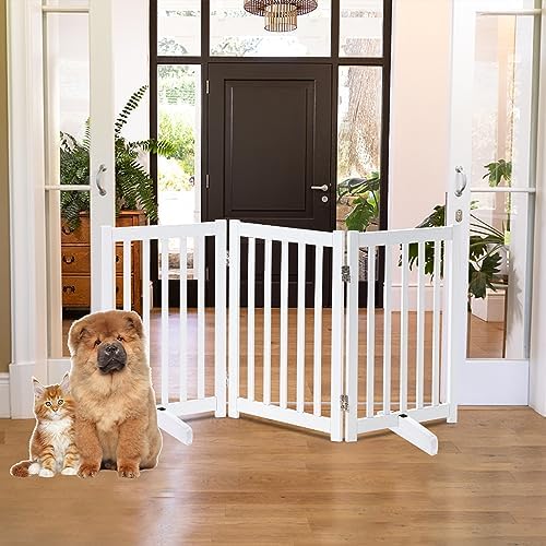 LZRS Wooden Free Standing Dog Gate 60" W x 30" H, Foldable Solid Hardwood Pet - Image 6