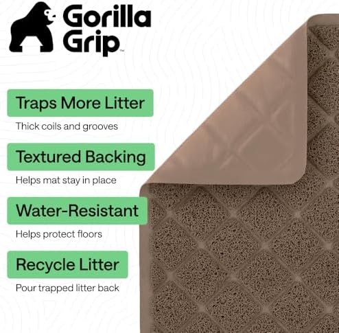 GORILLA GRIP Cat Litter Box Mat, Coiled Mesh Trapping Mats, 24x17 Brown - Image 2