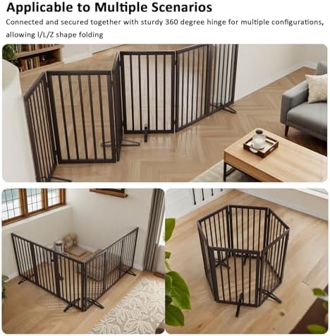 Dog Gate for Doorways 32" Tall Freestanding Dog Gate for Stair Foldable Pet - Image 4