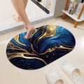Blue and Gold Marble Texture Super Absorbent Quick-Drying Bathroom Mat Rug by ZHUZHISHAN