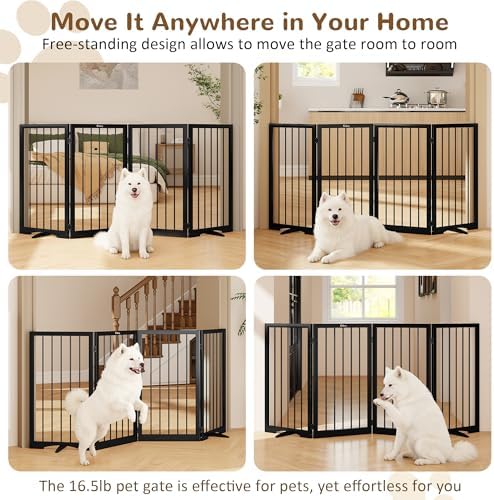 32" Extra Tall Free Standing Dog Gate Indoor, Foldable Pet Gate - Image 3