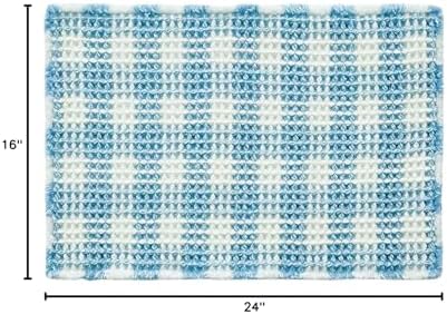 TYUU Waffle Bath Mat, Small Cute Bathroom Rug Non Slip, 24x16 Blue & White - Image 2