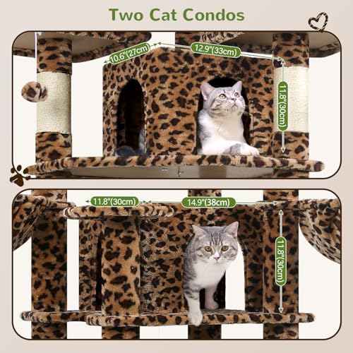 Globlazer Big XXL Cat Tower for Indoor Multiple Cats, Leopard Print - Image 4