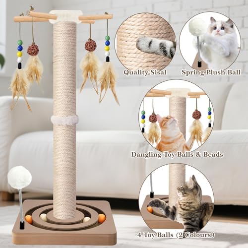 Tall Cat Scratching Post, 33 Inch Sisal Scratcher - Image 3