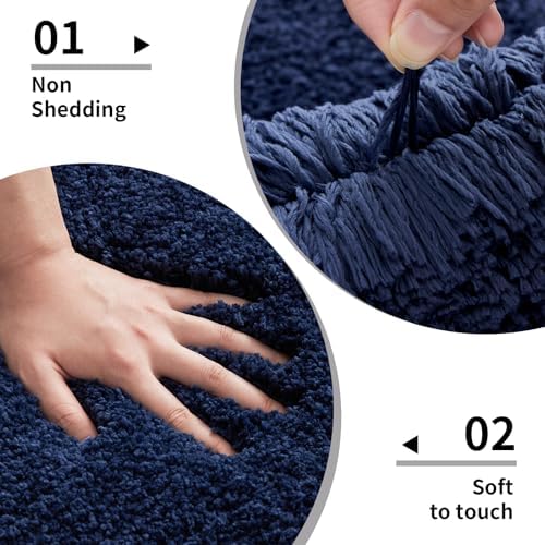 Disolla Navy Blue Bathroom Rugs 20x32, Non-Slip Plush Thick Bath Mat - Image 4