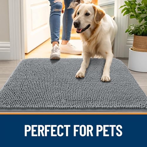 OLANLY Dog Door Mat for Muddy Paws 47x24, Super Absorbent Chenille Mud Mat - Image 6