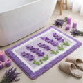 Boao Lavender Purple Floral Bath Mat Non Slip Bathroom Rug, 24 x 16 in by Boao