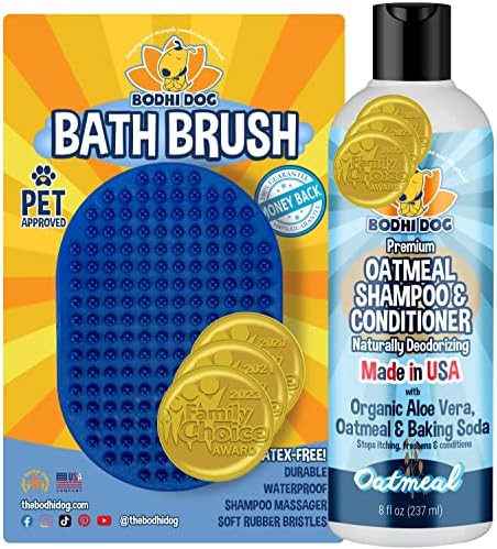 Bodhi Dog Shampoo Brush & Oatmeal Shampoo and Conditioner Bundle by BodhiDog