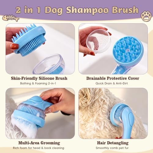 Dog Bath Brush, 3 in 1 Pet Grooming Bath Massage Brush - Image 5