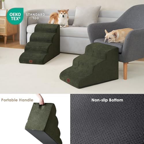 EHEYCIGA Curved Dog Stairs Ramp, 3-Step Dog Steps, 15.7" H Pet Step - Image 5