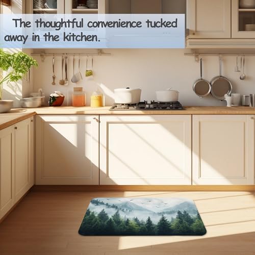Misty Forest Bathroom Rug 29.5"x17", Thin Washable Bathroom Floor Mat Fits - Image 6