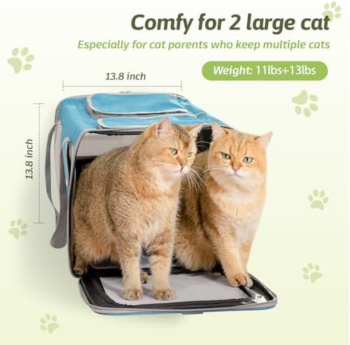 Sedioso Large Cat Carrier for 2 Cats, 21.7x 13.8x 13.8in Pet Carrier for Cat - Image 4