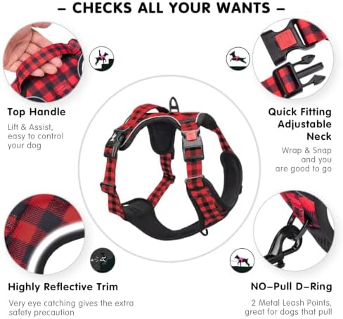 PoyPet Plaid Dog Harness Small, No Pull Vest - Image 6