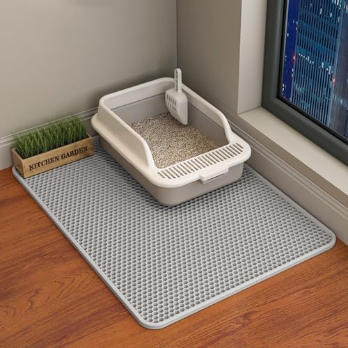 Cat Litter Mat, Double Layer Cat Litter Box Mat by HCY%26WLD