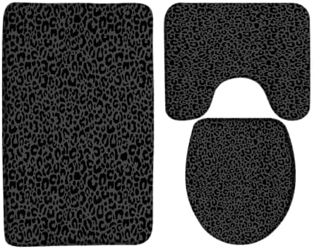 Leopard Print Bath Mat Cheetah Bathroom 3 Piece Decor Rugs - Image 5