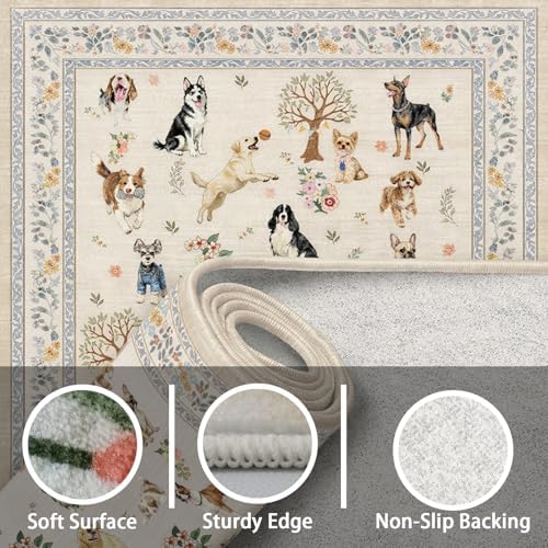 24x17 Inch Door Mat Indoor Entrance, Dog Rug Non Slip Beige - Image 3