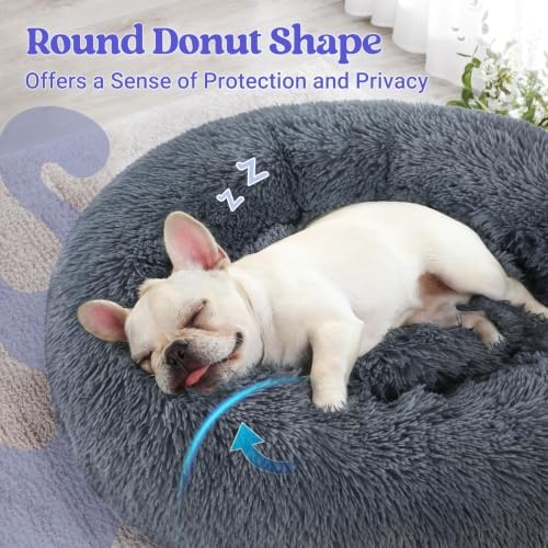 rabbitgoo Calming Cat Beds for Indoor Cats, 27 inches, Dark Grey - Image 4