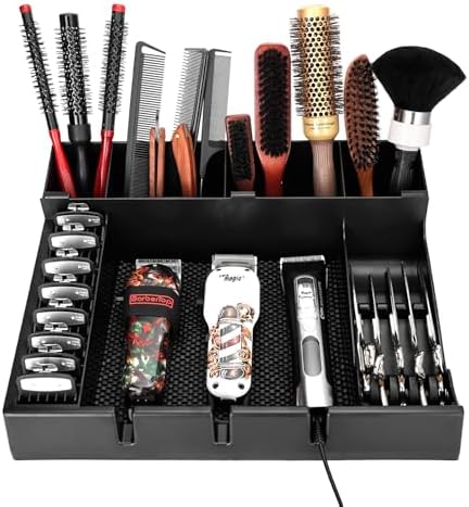 Barber Clippers Station, 15 x 11.8 x 4.3 inch Removable Tray Featuring by WelcometoBarberTop