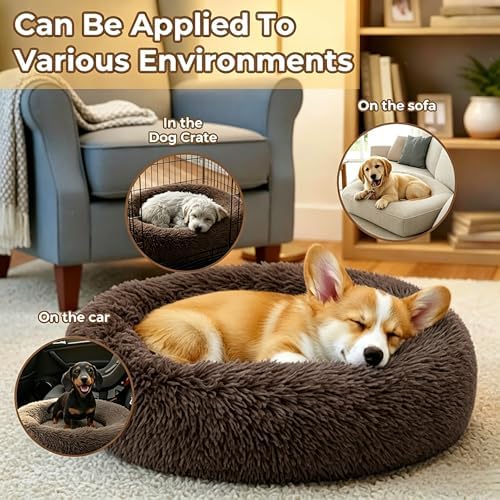 Calming Donut Dog and Cat Bed for Indoor Cats, Anti-Anxiety Round Fluffy Soft - Image 5
