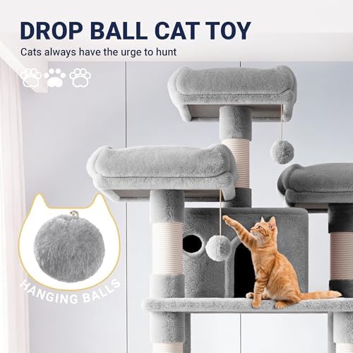 Allewie 82 Inches Large Cat Tree/House/XXL Tall Cat Towers - Image 3
