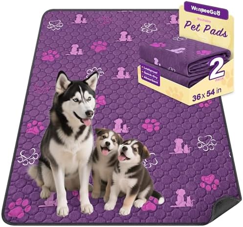 WanpeeGoo Washable Pee Pads for Dogs, Waterproof, 36 x 54 in, 2 Pack by WanpeeGoo