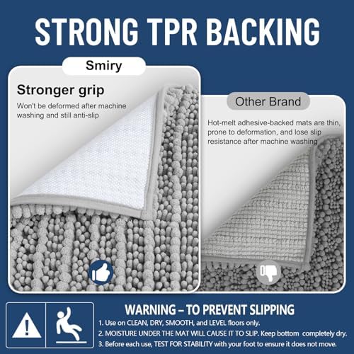 Smiry Bathroom Rugs 59X24, Extra Soft Rubber Backing Chenille Bath Mats - Image 3